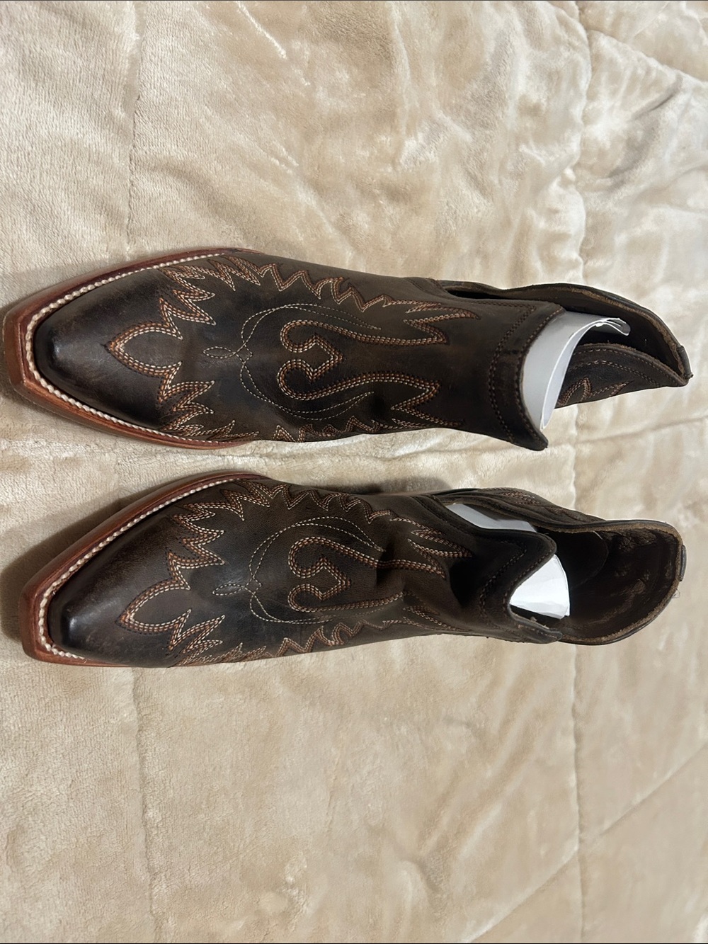 Ariat Dark Brown Leather Western Cutout Mules with Tan Stitching - Picture 3 of 3